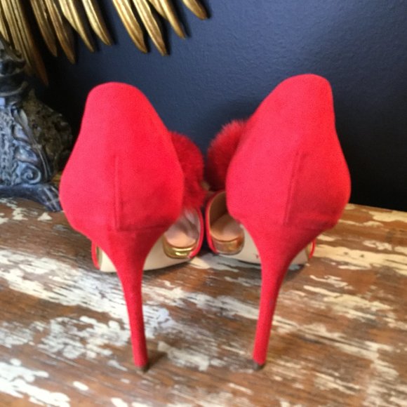 Liliana stiletto pointy toe suede pom pom heels - Picture 2 of 11